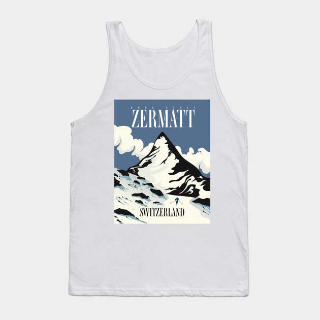 Zermatt Switzerland Ski print Tank Top by nickemporium1